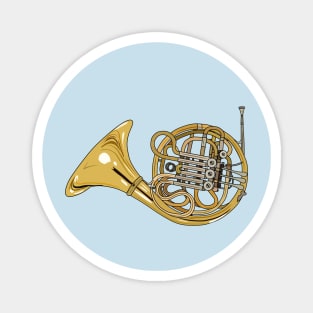 French horn cartoon illustration Magnet